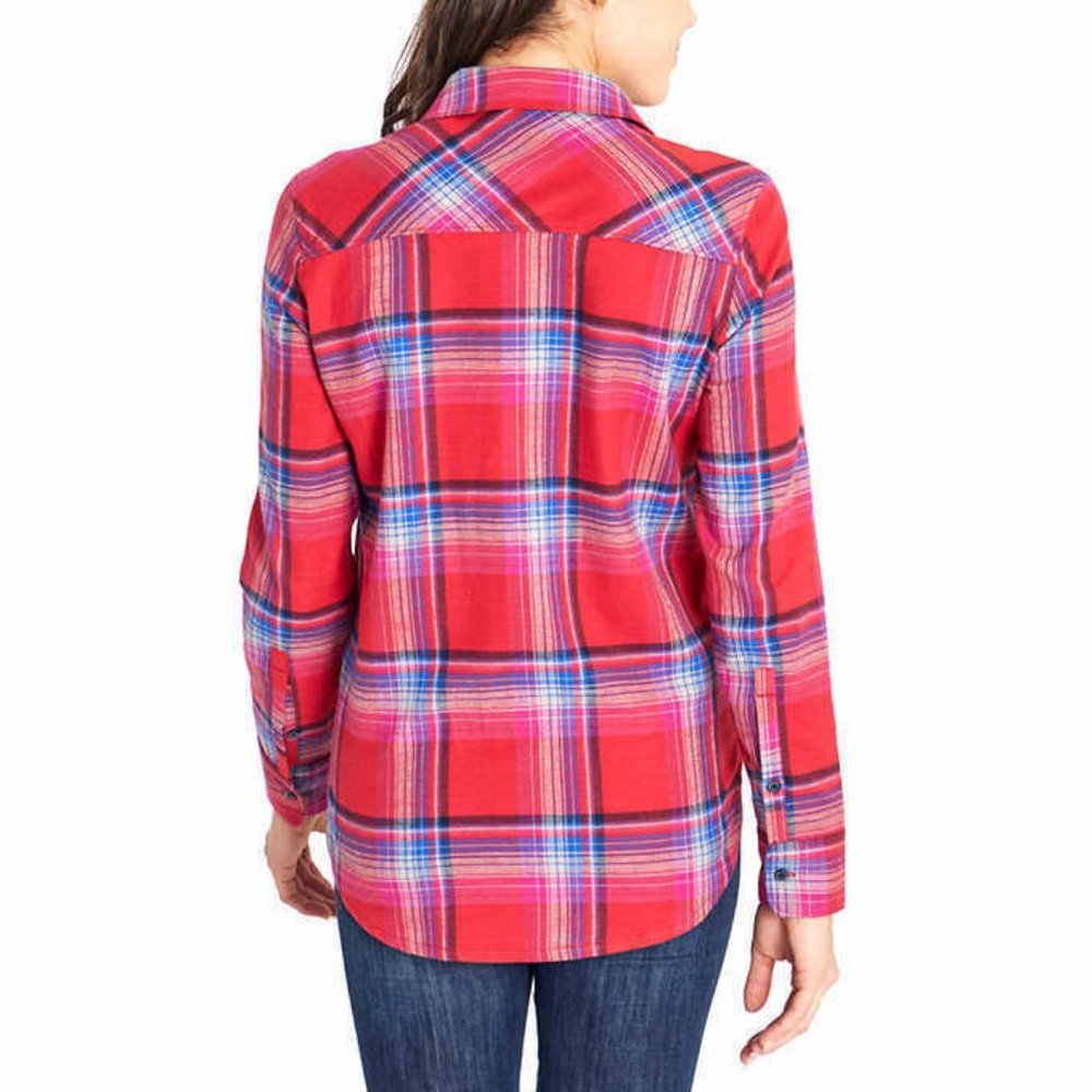 Orvis Womens Stretch Flannel Button Down Shirt Red - Picture 2 of 6